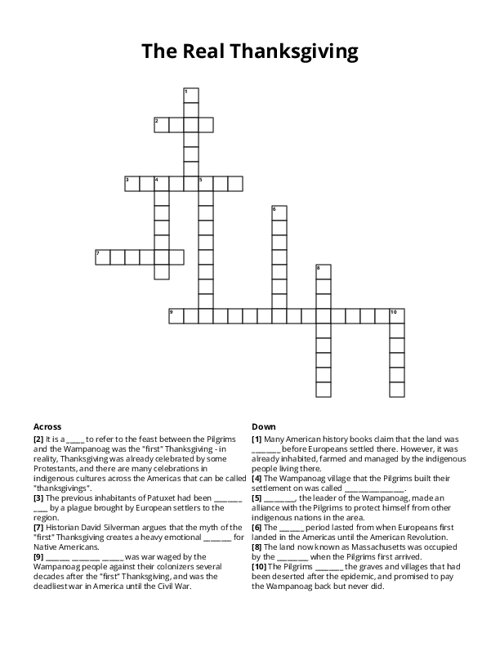 The Real Thanksgiving Crossword Puzzle