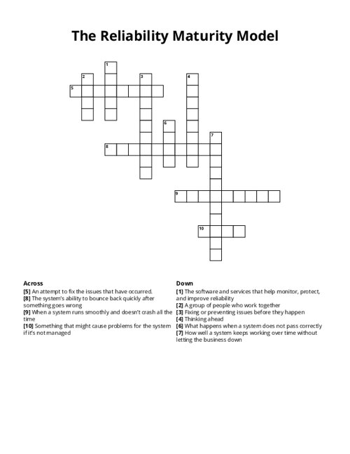 The Reliability Maturity Model Crossword Puzzle