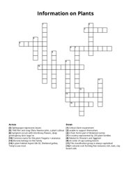 Information on Plants crossword puzzle