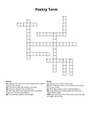 Poetry Term crossword puzzle