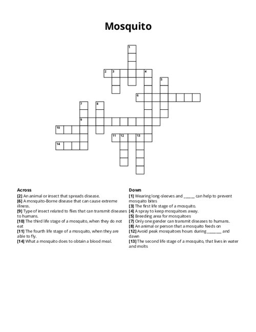 Mosquito Crossword Puzzle