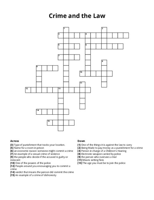 Crime and the Law Crossword Puzzle