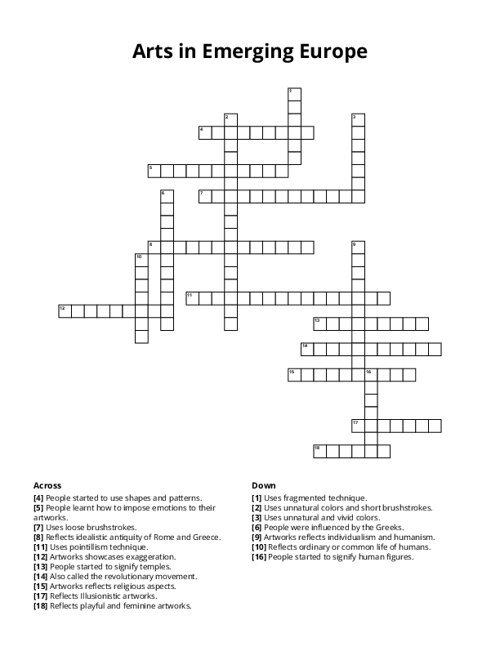 Arts in Emerging Europe Crossword Puzzle