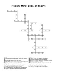 Healthy Mind, Body, and Spirit crossword puzzle