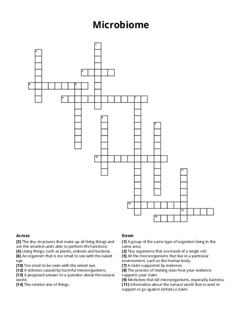 Microbiome Crossword Puzzle