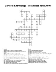General Knowledge - Test What You Know! crossword puzzle
