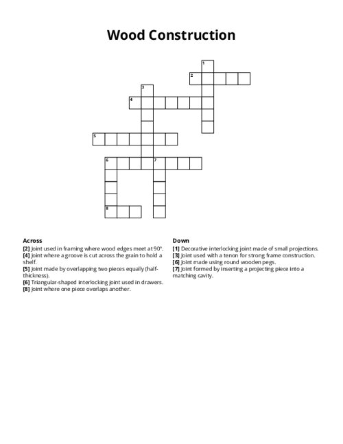 Wood Construction Crossword Puzzle