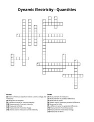 Dynamic Electricity - Quantities Crossword Puzzle