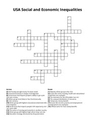 USA Social and Economic Inequalities Crossword Puzzle