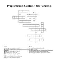 Programming: Pointers + File Handling crossword puzzle