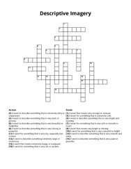 Descriptive Imagery Crossword Puzzle