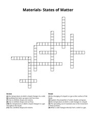 Materials- States of Matter crossword puzzle