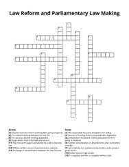 Law Reform and Parliamentary Law Making crossword puzzle