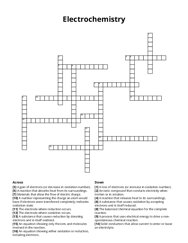 Electrochemistry crossword puzzle