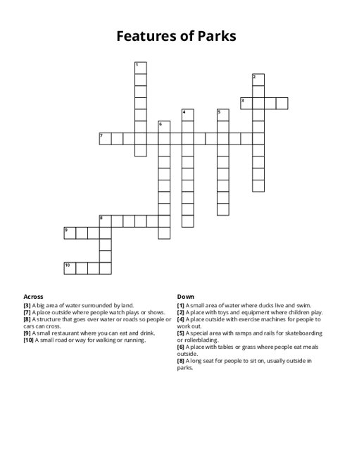 Features of Parks Crossword Puzzle