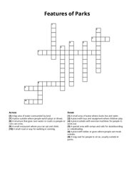 Features of Parks crossword puzzle