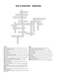 Cars Interior - Exterior crossword puzzle