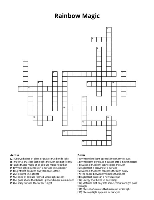 Rainbow Magic Crossword Puzzle