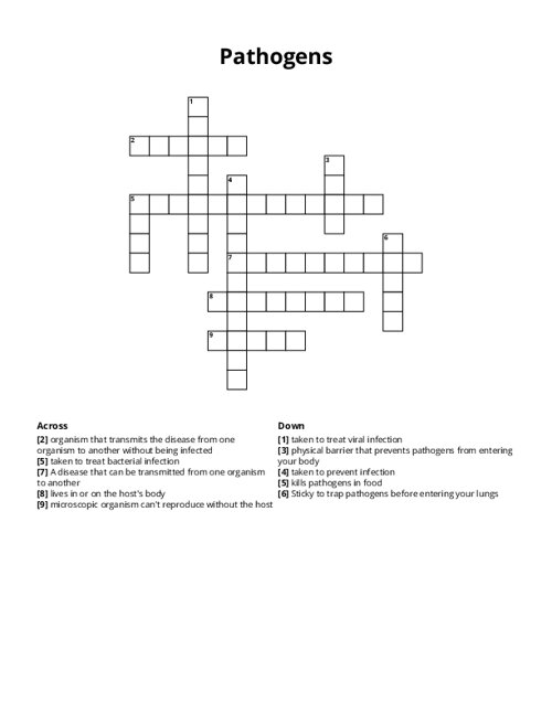 Pathogens Crossword Puzzle