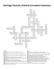 Heritage Tourism, Greed & Corruption Summary crossword puzzle