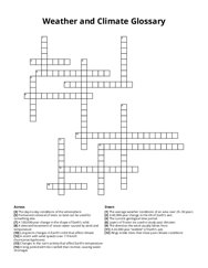 Weather and Climate Glossary crossword puzzle