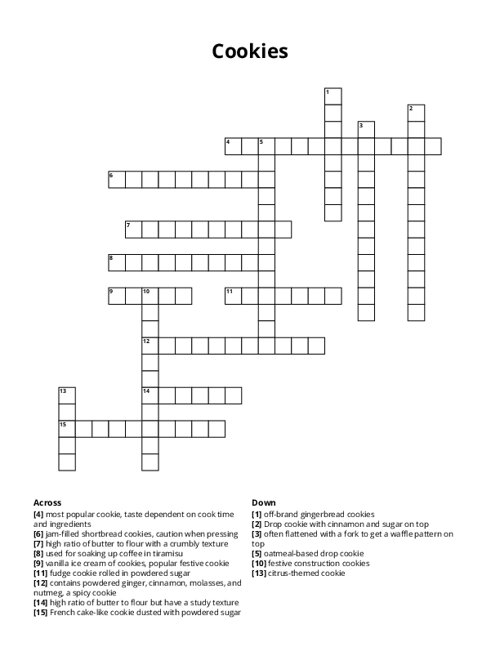 Cookies Crossword Puzzle