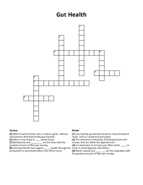 Gut Health Crossword Puzzle