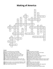 Making of America crossword puzzle