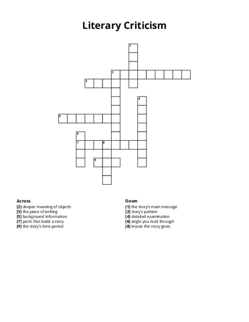 Literary Criticism Crossword Puzzle