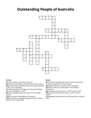 Outstanding People of Australia crossword puzzle