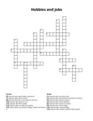 Hobbies and Jobs crossword puzzle