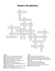 Airport Vocabulary crossword puzzle