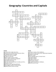 Geography: Countries and Capitals crossword puzzle