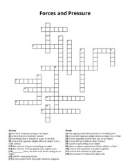Forces and Pressure crossword puzzle
