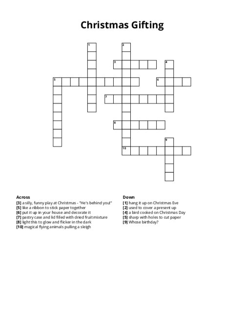 Christmas Gifting Crossword Puzzle