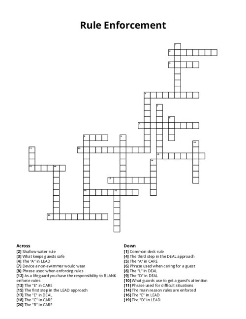 Rule Enforcement Crossword Puzzle