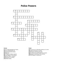 Police Powers crossword puzzle