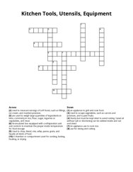Kitchen Tools, Utensils, Equipment crossword puzzle