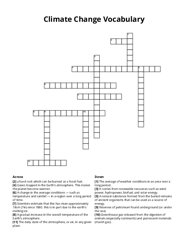 Climate Change Vocabulary crossword puzzle