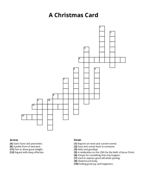 A Christmas Card Crossword Puzzle