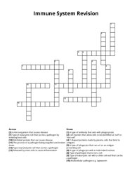 Immune System Revision crossword puzzle
