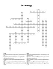 Lexicology crossword puzzle