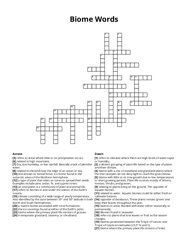 Biome Words crossword puzzle