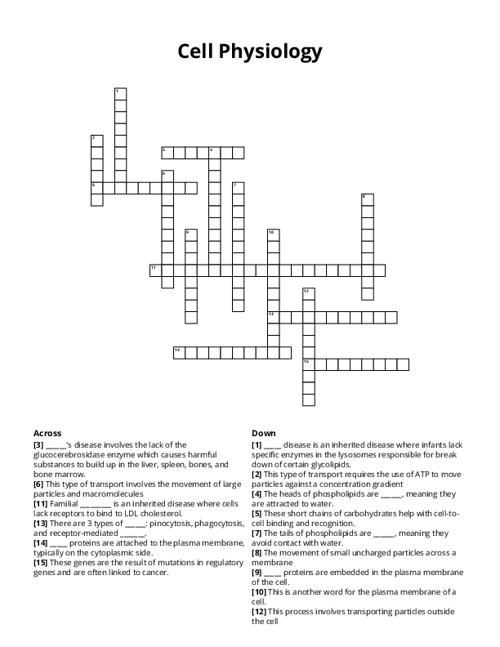Cell Physiology Crossword Puzzle