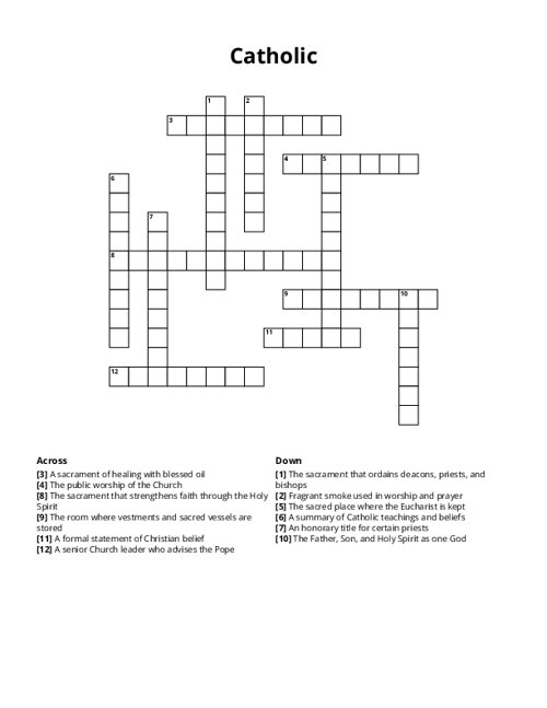 Catholic Crossword Puzzle