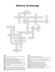 Refinery Terminology Crossword Puzzle