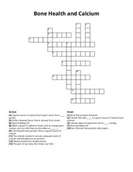 Bone Health and Calcium crossword puzzle