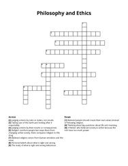 Philosophy and Ethics crossword puzzle