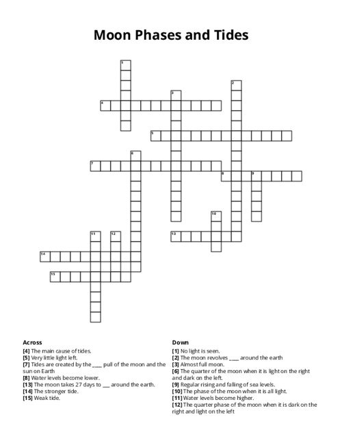 Moon Phases and Tides Crossword Puzzle