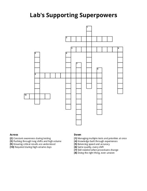 Lab's Supporting Superpowers Crossword Puzzle